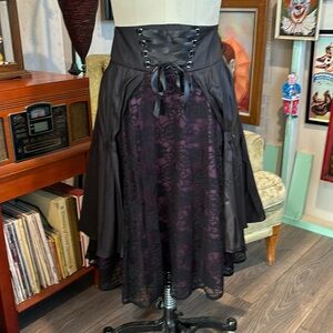 Elegant Black and Purple Lace Skirt